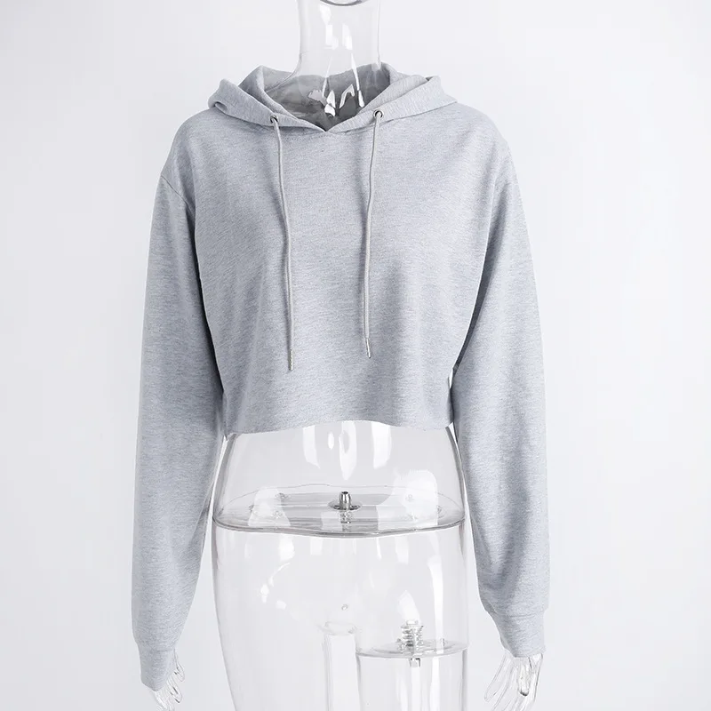 Pullovers Hooded Cotton Women's Hoodies Long Sleevele 3 Colors Solid Casual Female Sweatshirt Short Tops 2017 Women's Clothing (5)