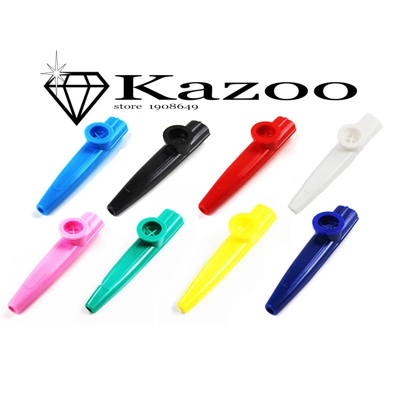 NEW Great Quality 10pcs Plastic Kazoo 8 Mixed Color Wind Instrument
