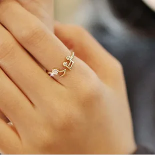 

Cute Musical Note Finger Rings Spiral Round Openings Adjustable ring Rhinestone Midi Rings for Women girl Jewelry Wholesale