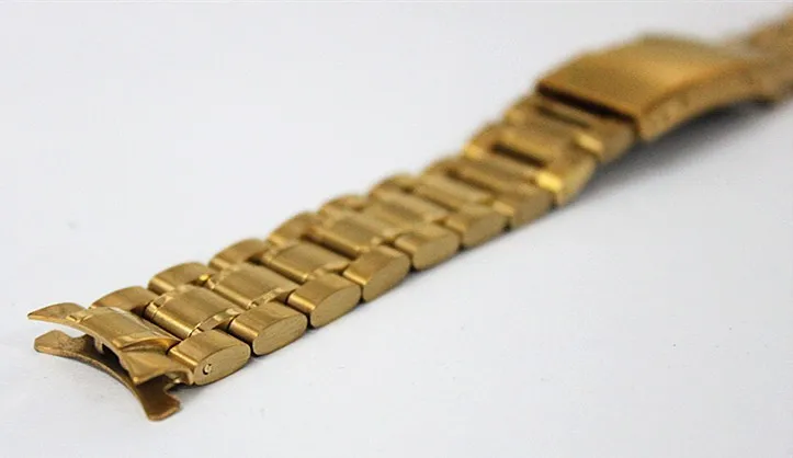 10 шт./лот Высокое качество 18 мм часы группа Твердые Нержавеющая сталь ремешок цвет золотистый-0140817