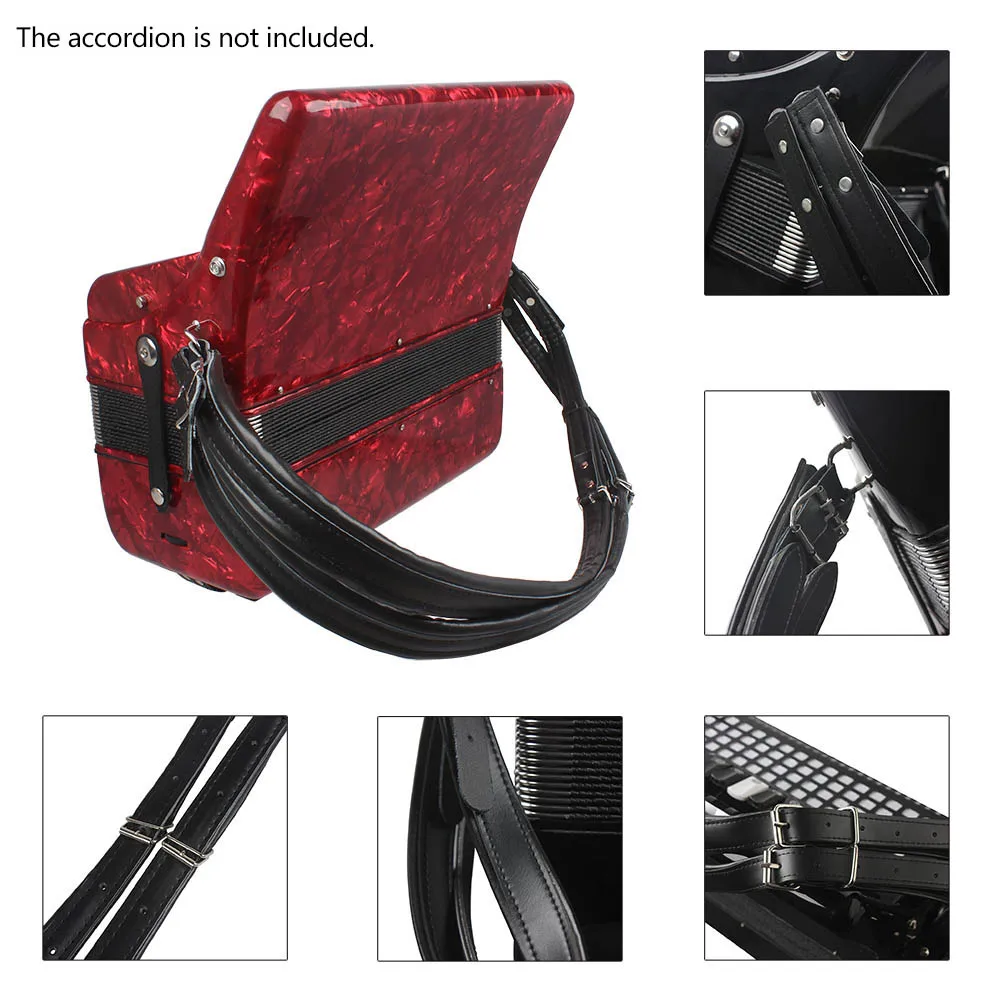 Accordion Bellows Accessories One Pair Adjustable Synthetic Leather Accordion Shoulder Straps for 16-120 Bass Accordions