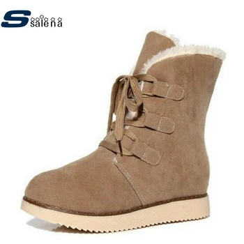 

Winter Women Boots Faux Suede Leather Boots Female With Fur Warm Snow Boots Flat With Fashion Casual Boots Hot Sale B709
