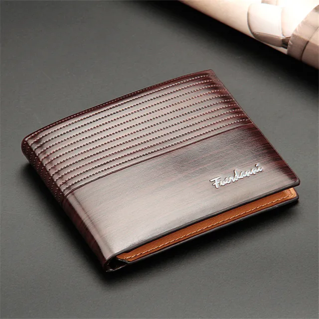 Vintage Men Leather Wallet Short Slim Male Purses Money Credit Card Holders 3