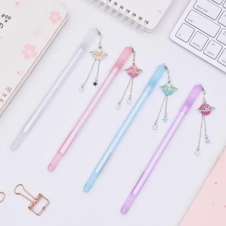 4 Pcs/set Kawaii 0.5mm Starry Sky Star Moon Pendant Gel Pens Signature Pen For Girls Gifts Korean Stationery School Office Gifts