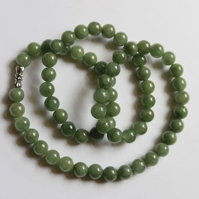 

0229 Untreated Perfect Green Jadeite Jade Bead Necklace