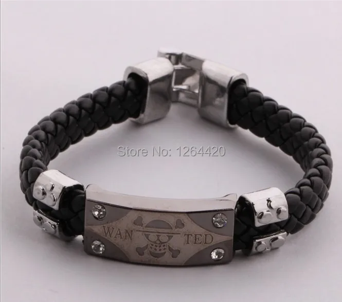 

2015 new Anime Jewelry Wholesale One Piece Death Skulls Mark Weave/Braided Bracelets&Bangles For Men Cheap 12pc/lot
