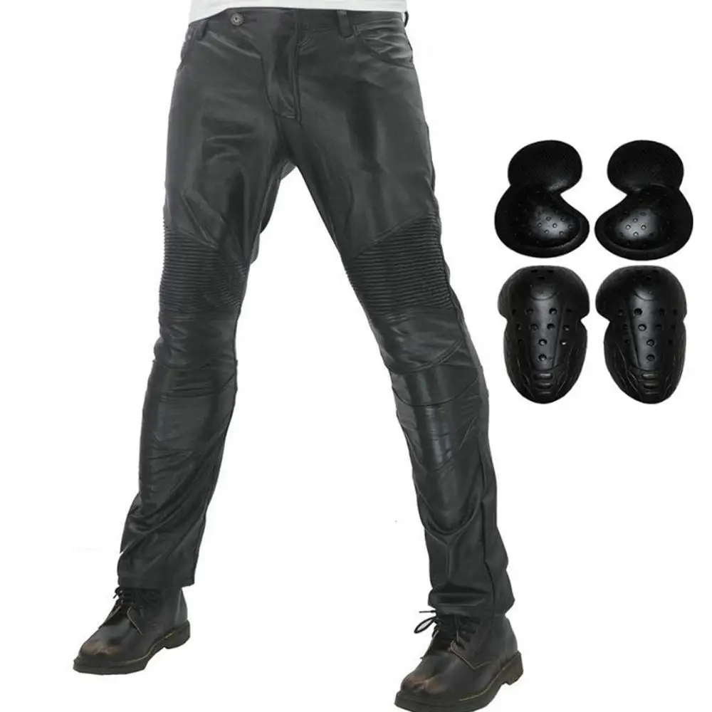 Водонепроницаемые ветрозащитные мужские мотоциклетные джинсы для езды с 4 X CE панцири наколенники для мотокросса штаны из искусственной кожи черные S-3XL