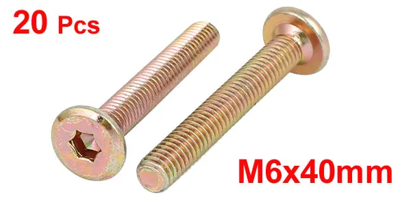 UXCELL 20 штук M6x40mm M6x45mm плоские винты с шестигранной головкой мебельные шпингалеты разъем застежка-молния