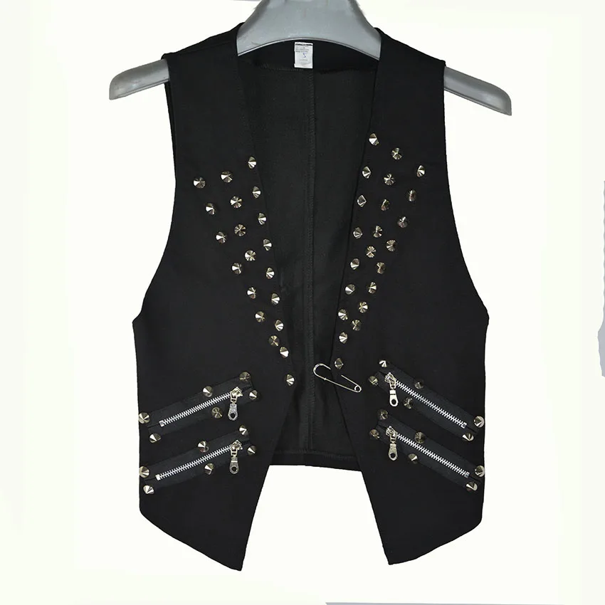 2018 Trend rock stage piano rivet self cultivation black vest bar