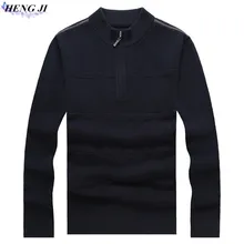 100% pure woolen sweater, male semi-high zipper collar and heavy sweater, autumn/winter new casual thermal sweater, high quality