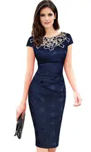 2016 neu eingetroffen frauen vintage elegante Blumen rose spitze büro damen arbeitskleidung bodycon bleistift Cocktail party kleid kleider