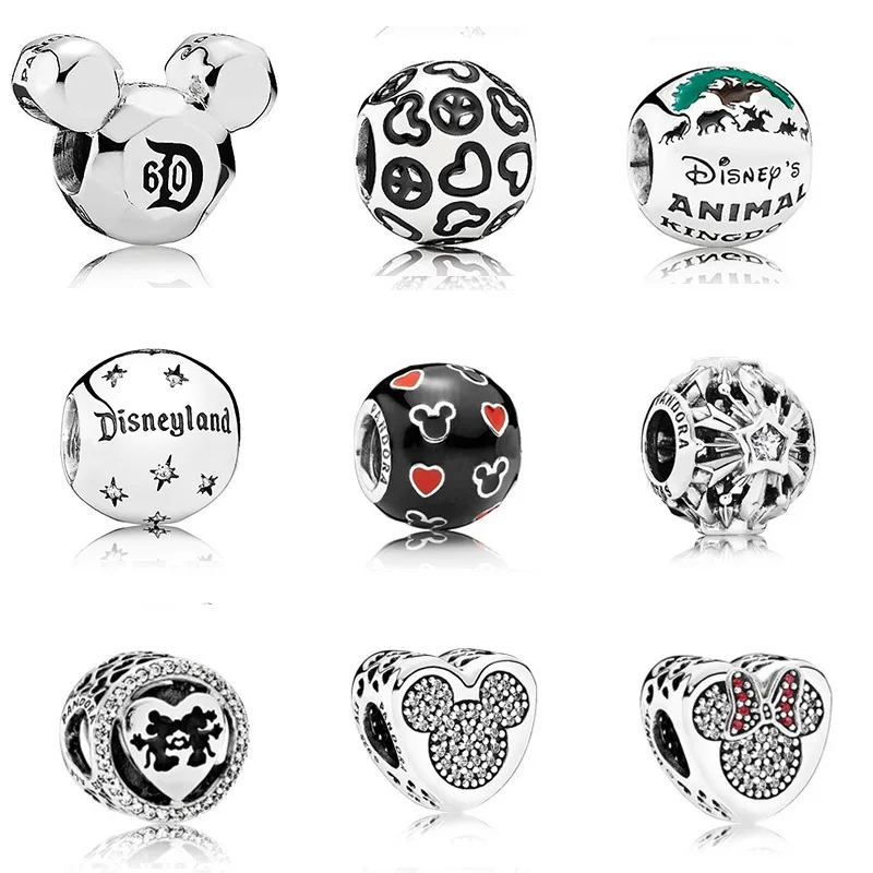 

925 Sterling Silver Cartoon Mouse Creative Beads Accessories Suitable Fits Charm Base Bracelet DIY Women Gift Jewelry