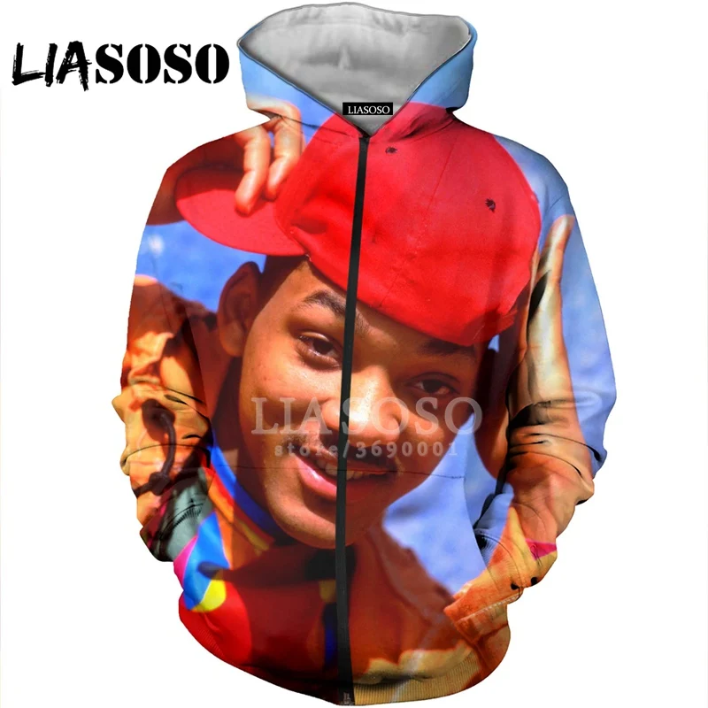 LIASOSO 3D принт для женщин и мужчин Will Smith The Fresh Prince of Bel-Air толстовки на молнии с