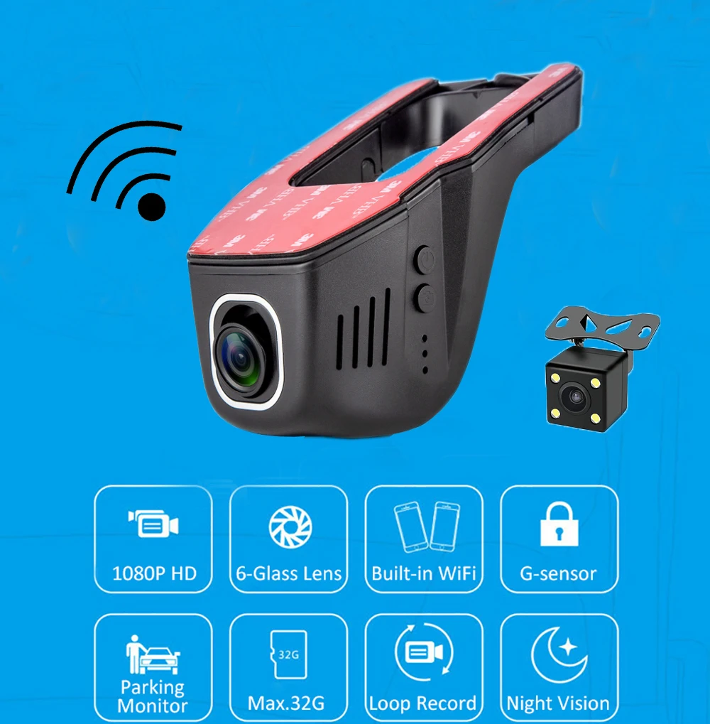 Мини 1080P HD WiFi Автомобильный видеорегистратор Камера novatek 96658 170 градусов ночного