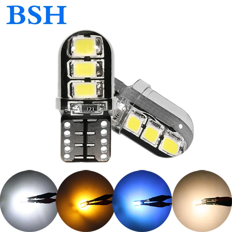 

Wholesales 100pcs Car LED T10 W5W 6SMD 2835 Led Bulb Canbus Silicone Dome Light No Error Parking License Plate Bamp Car Styling