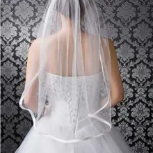Белая/цвета слоновой кости 1 шт. 1 слой атласной кромки свадебная фата с гребнем новая свадебная фата