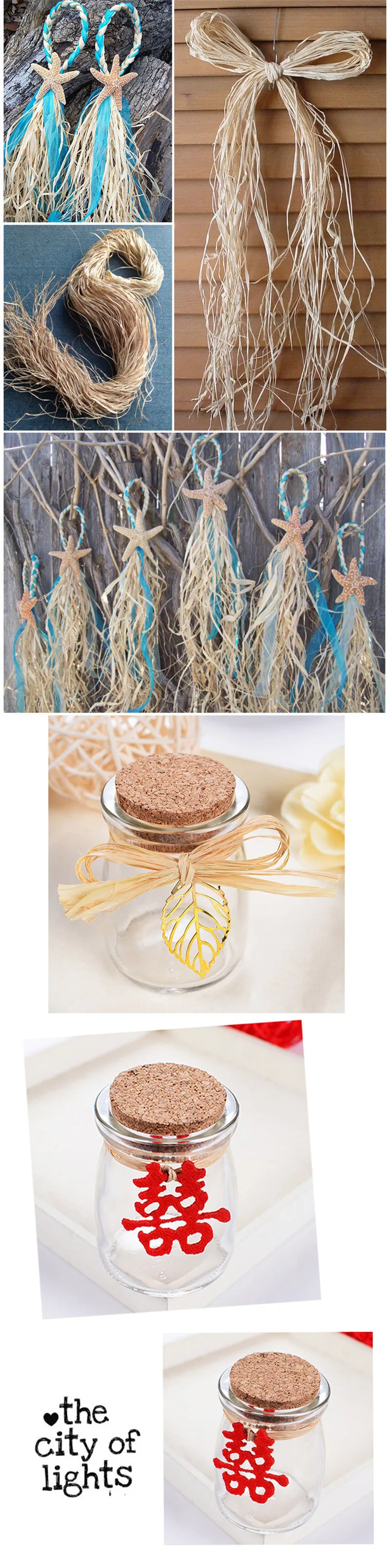 10m 20m 30m Raffia Natural Rope DIY Crafts Wedding Invitation Gift Packing Rope Natural Raffia Rope Wedding Party Decor