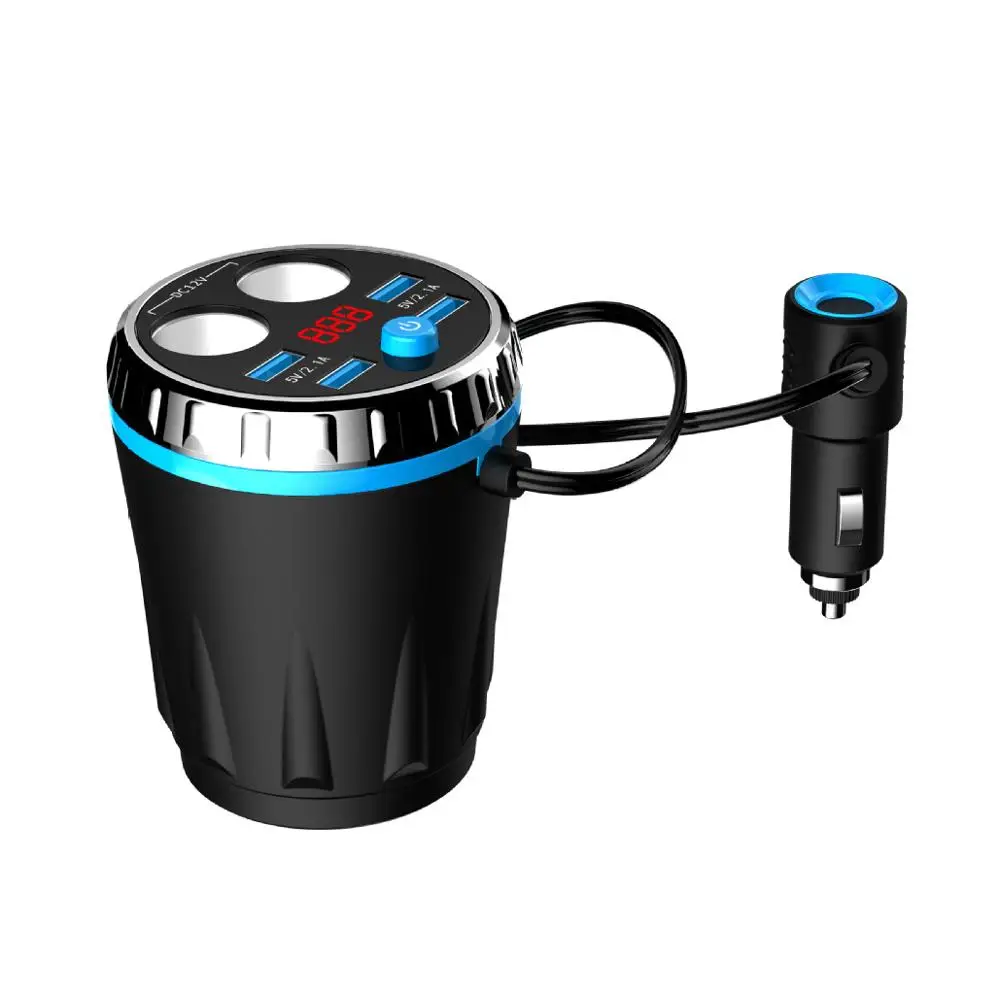 Автомобильное зарядное устройство Max 5 в 3,1 А, 4 USB для iphone, samsung, huawei, планшета, двойной прикуриватель, автомобильная чашка, Электронная зажигалка, разветвитель - Название цвета: Синий