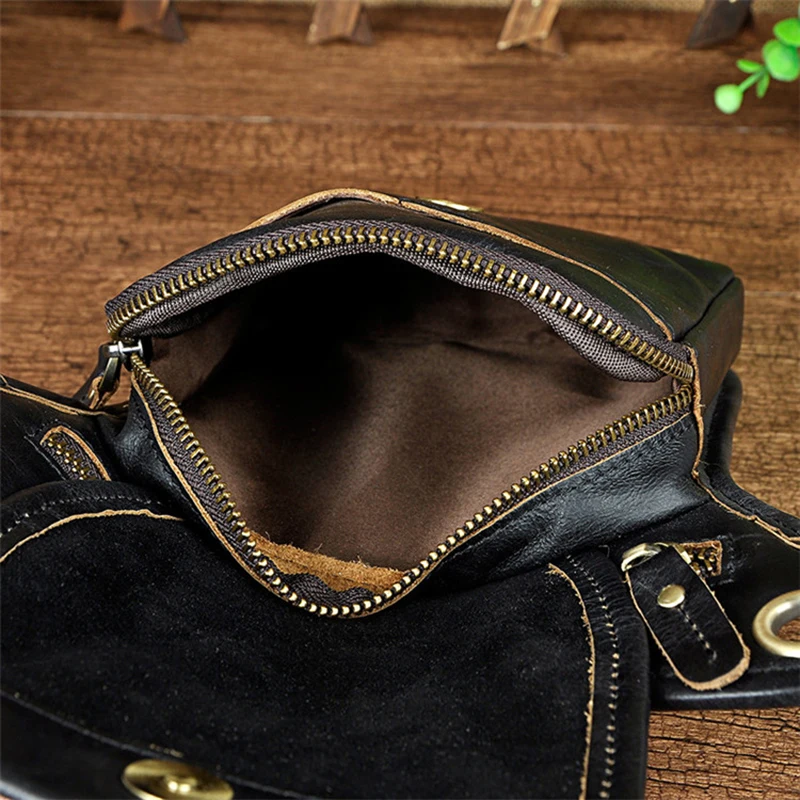 Мужская сумка для мотокросса из натуральной кожи с ремнем на бедрах|bag