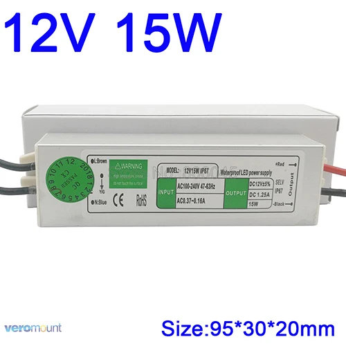 Водонепроницаемый IP67 Светодиодный драйвер переменного тока в постоянный 12 в 10 Вт 15 Вт 20 Вт 25 Вт 30 Вт 36 Вт 45 Вт 50 Вт 60 Вт 80 Вт 100 Вт 120 Вт 150 Вт источник питания для светодиодных лент светильник - Цвет: 12V 15W