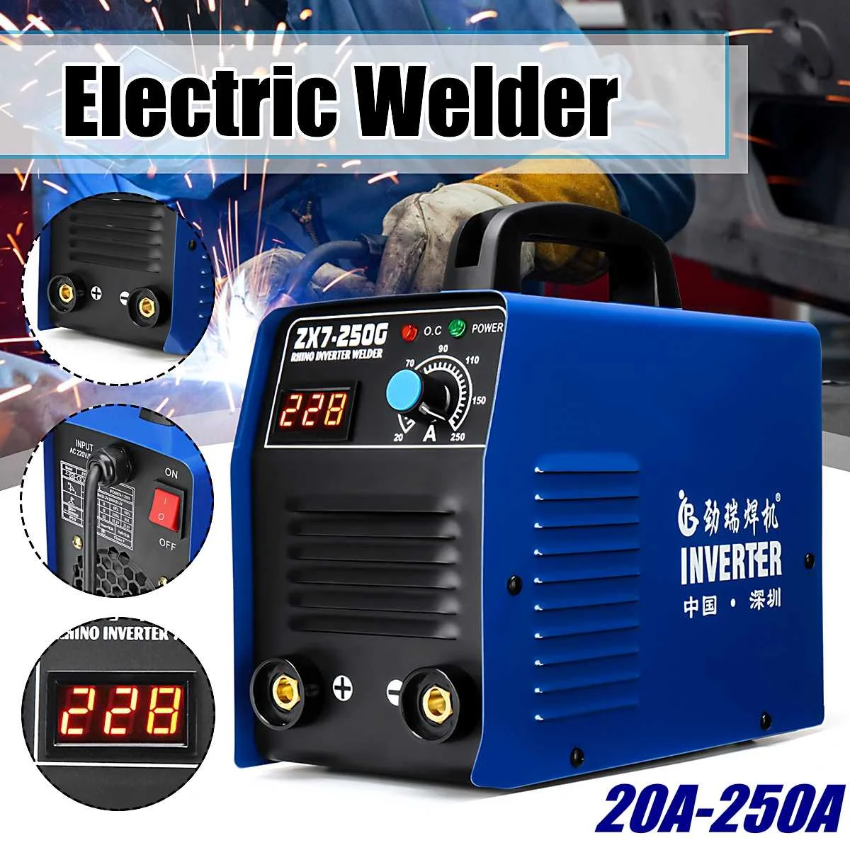 

GORGELO ZX7-250G 220V Electric Arc Welders IGBT Inverter MMA ARC Welding Soldering Machine