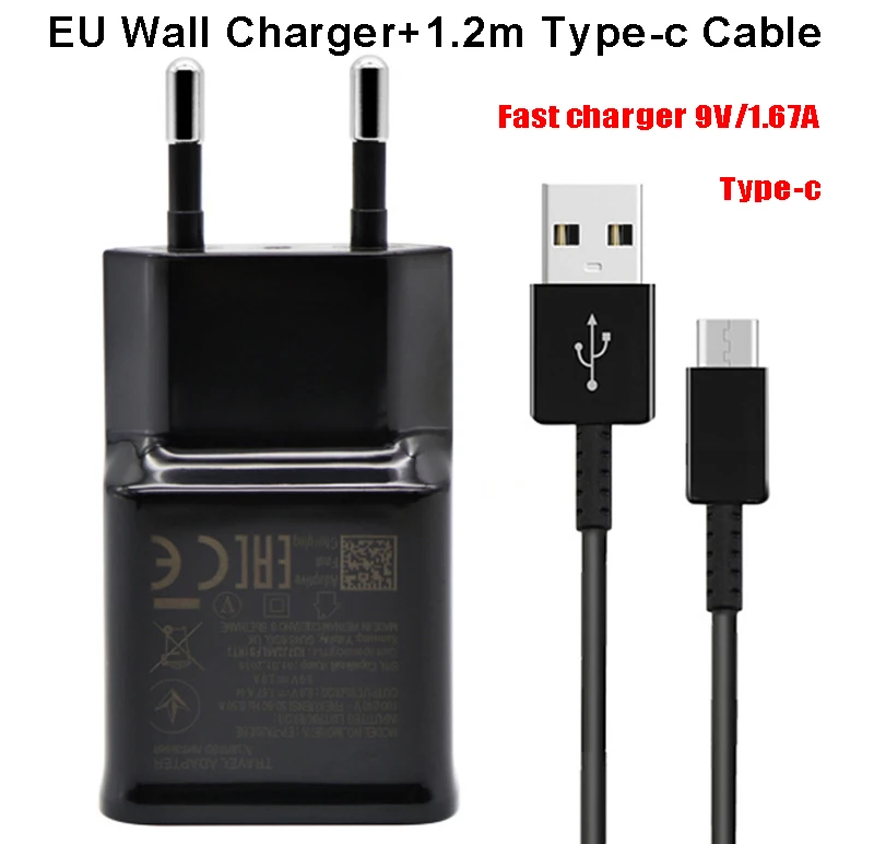 US $1 6 28% OFF|2 in 1 Wall Charger for Samsung S8 S9 Plus S 8 Fast Charger Adaptive Quick Travel Wall Adapter Charge 1 2M Type C Cable 9V1 67 -in