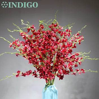

15pcs/lot Long Stem Red Dancing-lady Orchid Flower Artificial Flowers Wedding Party Banquet Table Decoration Free Shipping