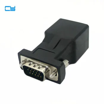 

Extender VGA RGB HDB 15pin Male to LAN CAT5 CAT6 RJ45 cat6 Network Cable Female Adapter adaptor connector RJ45