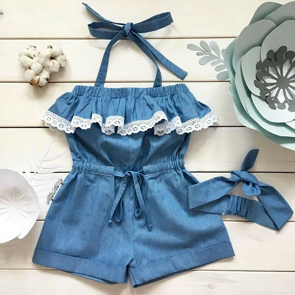 girls denim playsuit