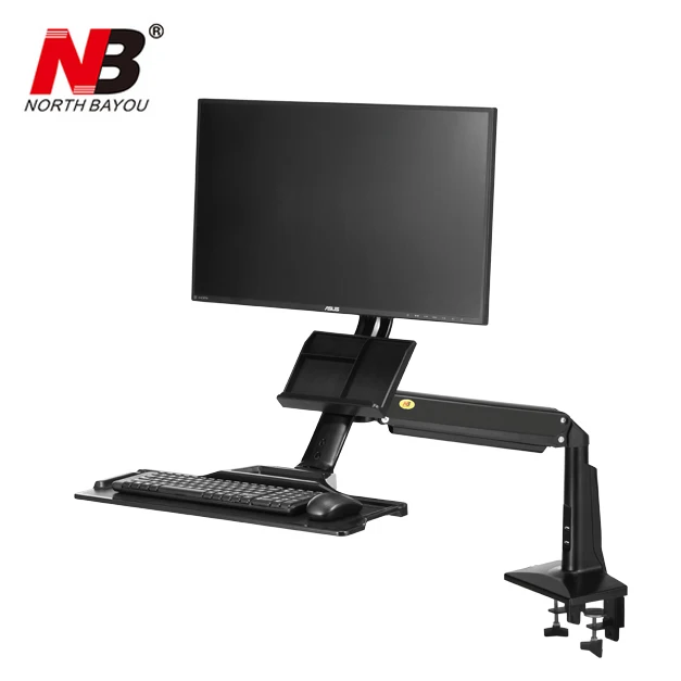  NB FC35 Ergonomic Desktop Gas Spring 22-35 inch Monitor Holder With Foldable Keyboard Tray Full Mot