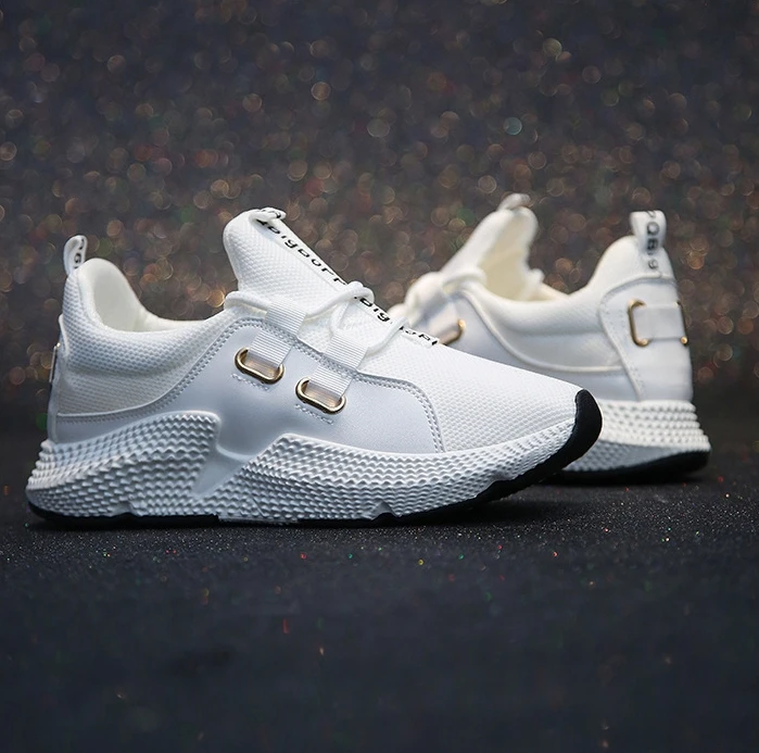 

2019 Spring Korean Trainers White Platform Sneakers Women Shoes Casual Breathable Mesh Thick Sole Ladies Sneakers Tenis Feminino