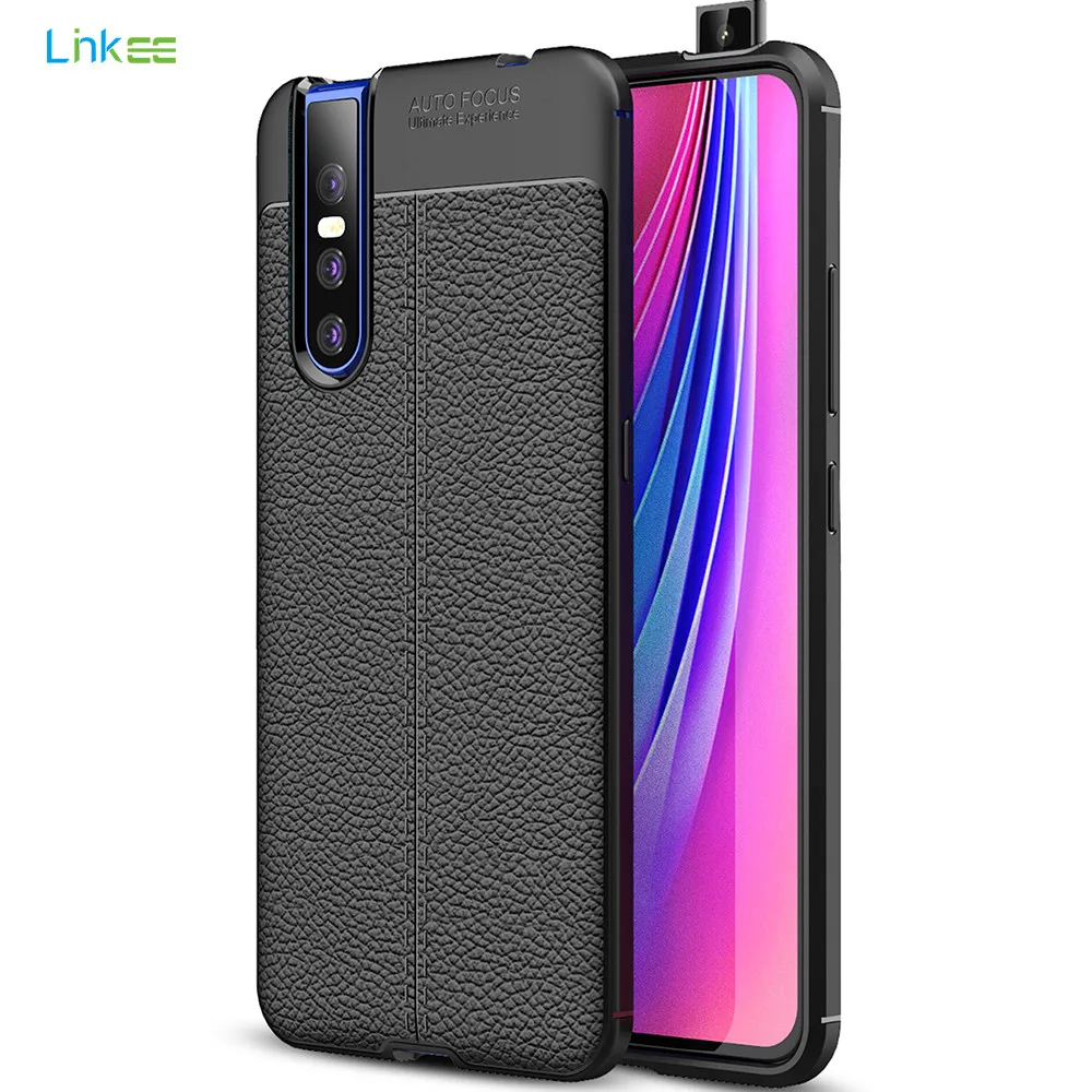 ДЛЯ Vivo V15 Pro Чехол Силиконовый ударопрочный чехол Роскошный кожаный Личи шаблон