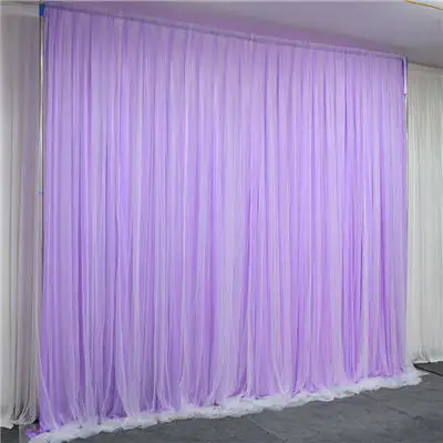 3x 3M чистая ткань занавес фон Свадебный задний план двойной слой для сцены события вечерние украшения - Цвет: Light purple