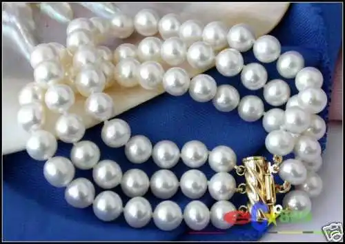 

p1346 3ROW 9MM ROUND WHITE FRESHWATER CULTURED PEARL BRACELET @^Noble style Natural Fine jewe SHIPPING new >>free shipping