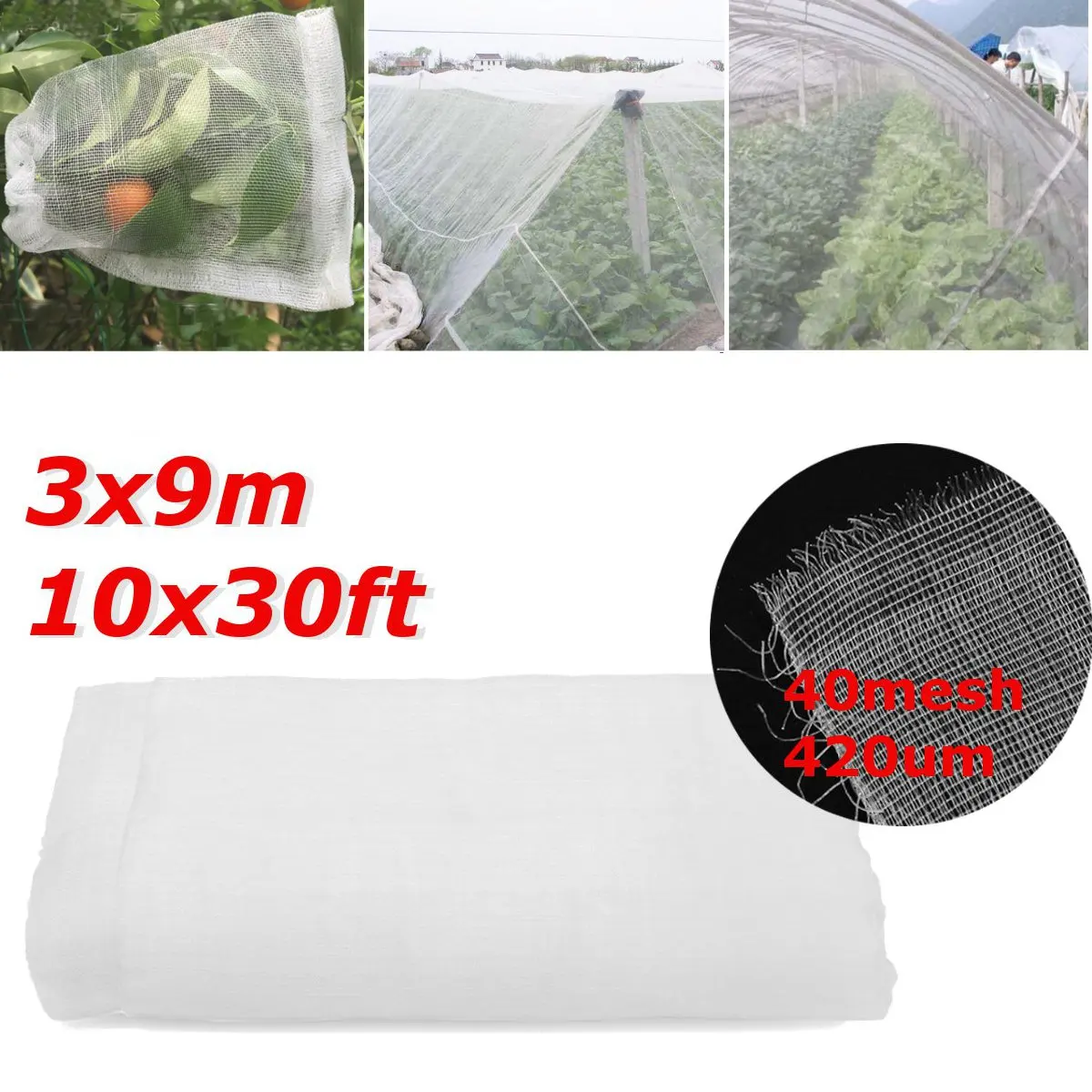 

3x9m Vinyl Fabric Anti Bird Insect Net Sunshade Net Wear Resistance Barrier Net for Mosquito Bug Bird Garden Vegetable