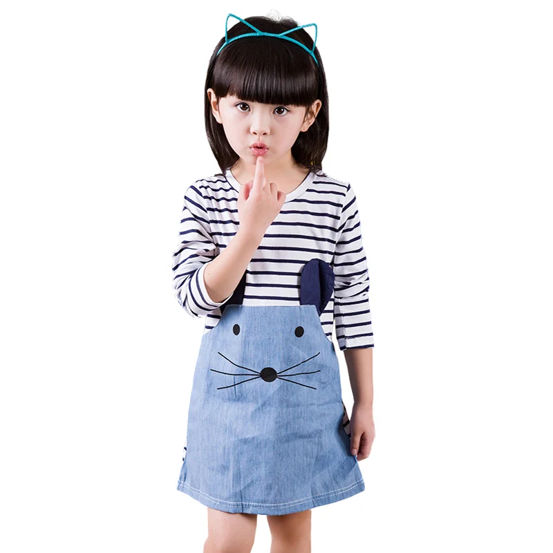 2021 New Kids Dress Casual Little Girls Clothes Spring Autumn Long