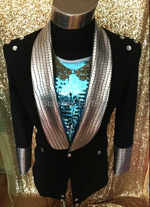 Корея звезды черный на заказ мужская ds dj певец танцор производительность верхняя одежда костюм пальто джаз показать тонкий пиджак
