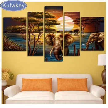 

Full Diamond Embroidery 3d Diy Diamond Painting Cross Stitch 5D Diamond Mosaic pattern Home Decor Fantasy forest elephant 5 pcs