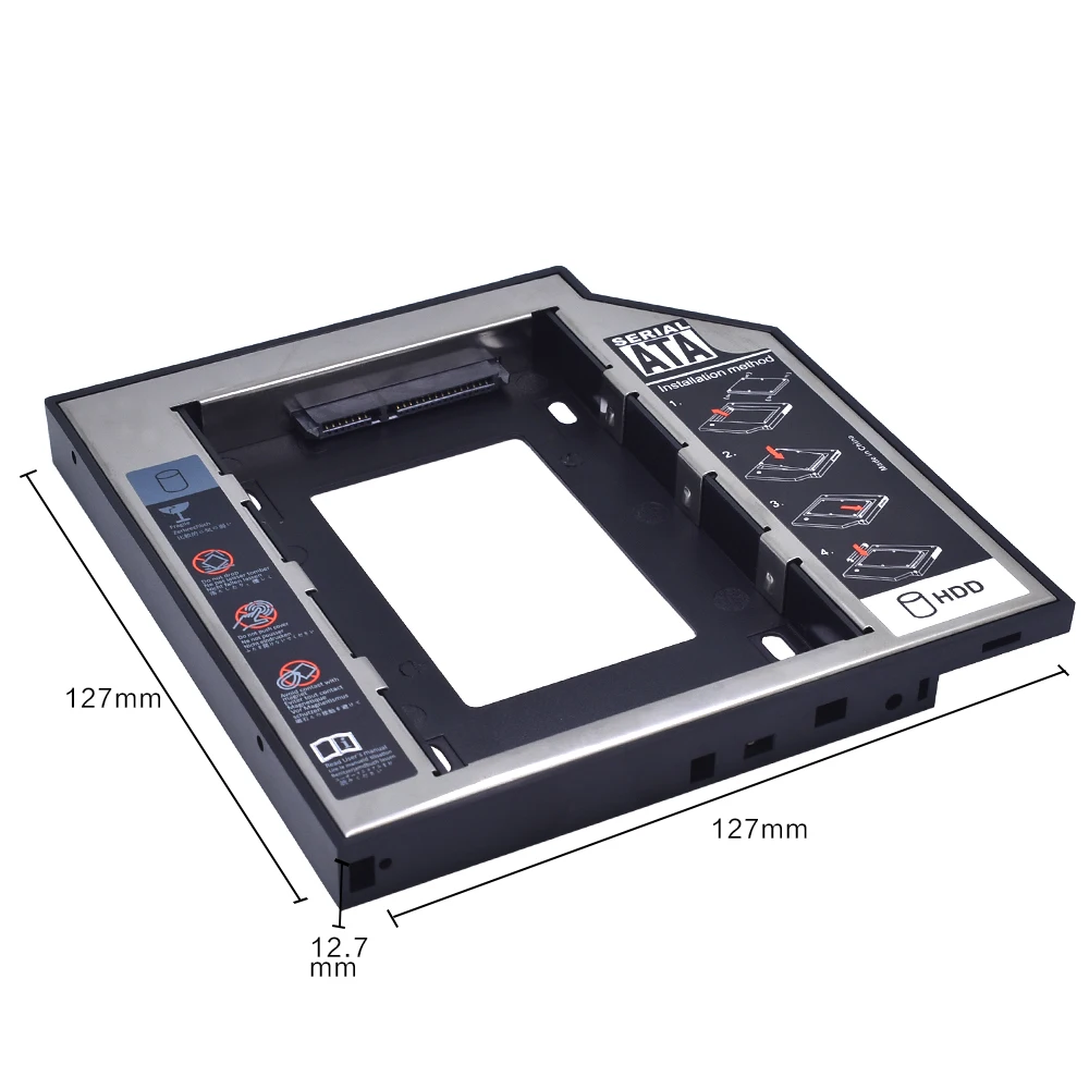 Aluminum HDD Caddy 9.5 12.7mm SATA 3.0 Optibay 2.5"2TB SSD Hard Drive Case Enclosure For Laptop CD DVD ROM TISHRIC external hard drive case ssd enclosure external hard drive box hard disk case hard drive enclosure hdd case enclosure