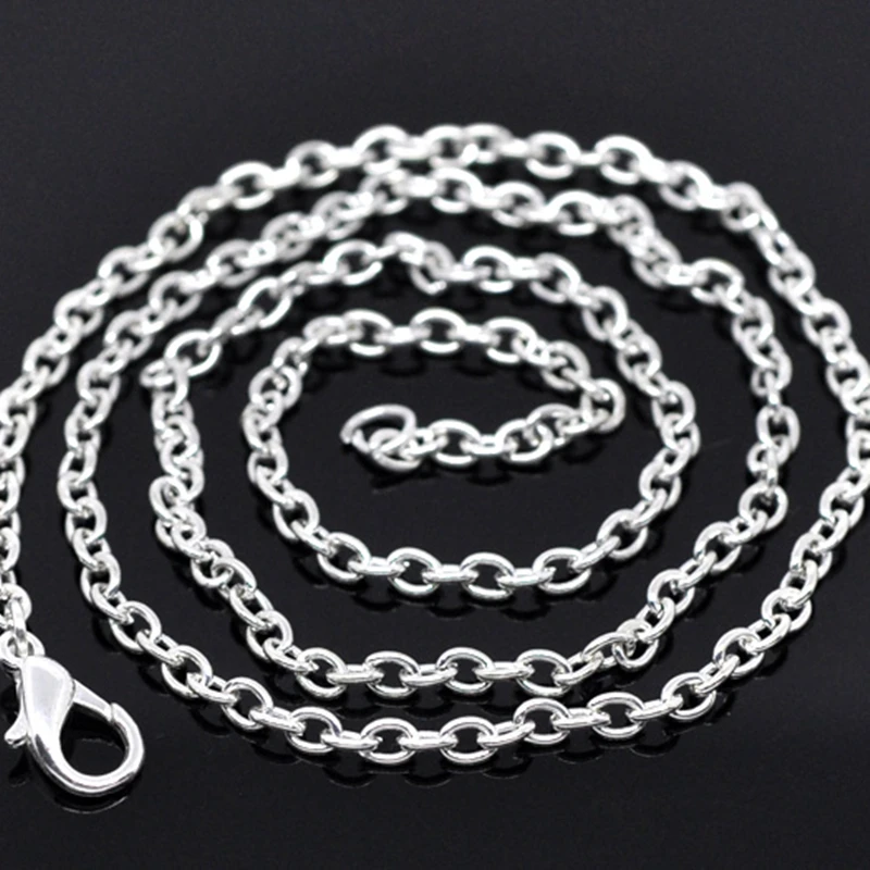 

Doreen Box hot- 12 Silver color Lobster Clasp Cable Link Chain Necklaces For DIY Jewelry Making 18",Links:3.5x2.5mm (B12717)