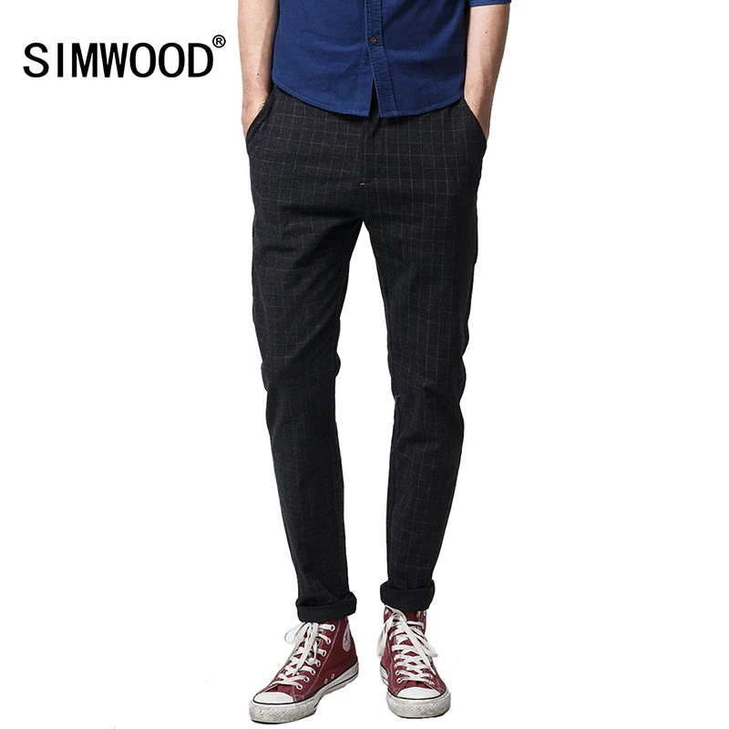 Simwood Новый 2017 autumnfashion штаны в клетку Для мужчин на открытом воздухе плюс Размеры