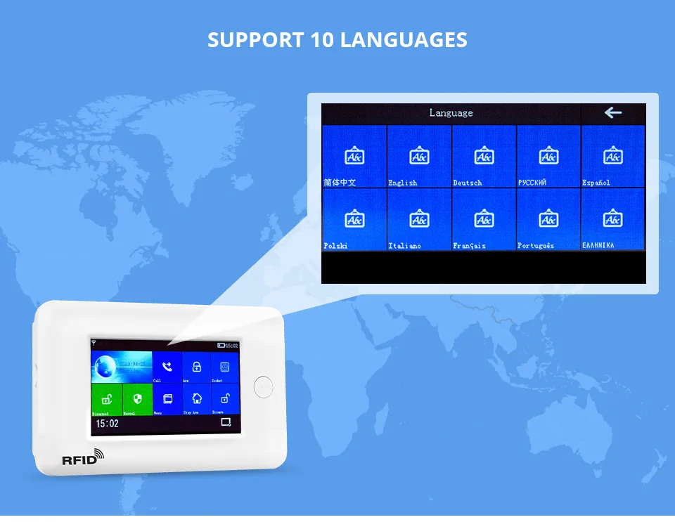 FUERS PG106 2G 3G GPRS WiFi inalámbrica GSM casa inteligente sistema de alarma de seguridad inteligente RFID sistema antirrobo aplicación de Control remoto