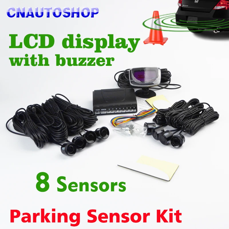 

Viecar 8 Sensors 22mm Buzzer LCD Parking Sensor Kit Display Car Reverse Backup Radar Monitor System 12V
