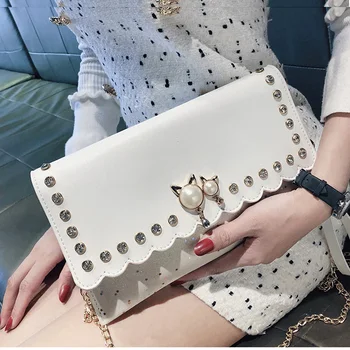 

LYKANEFU Fashion NEW 2019 Envelope Clutch Women Bag PU Leather Ladies Day Clutches Women's Shoulder Bags Ladies Purse Wristlets