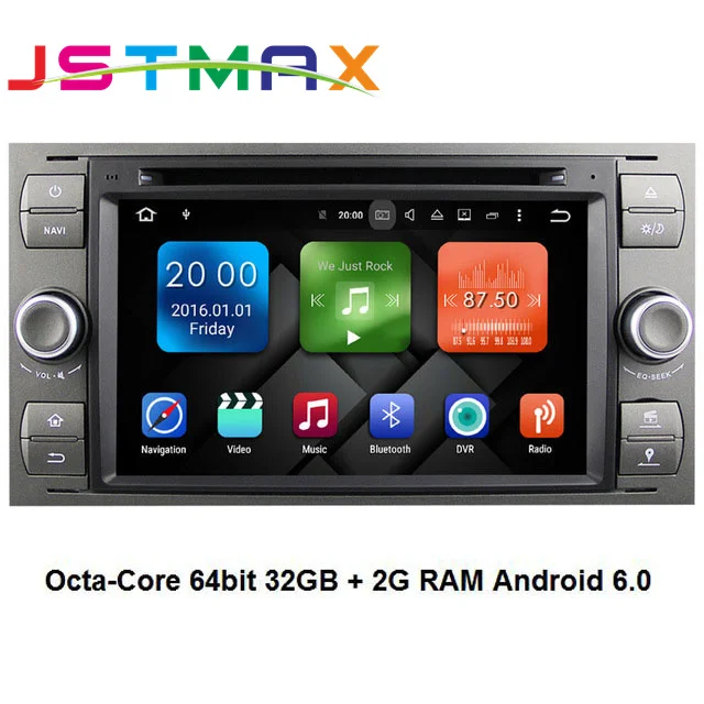 Автомобильный DVD-плеер JSTMAX Android 6 0 2 Din 8 ядер GPS-навигация Wi-Fi 4G для FORD S-Max Kuga Fusion Transit