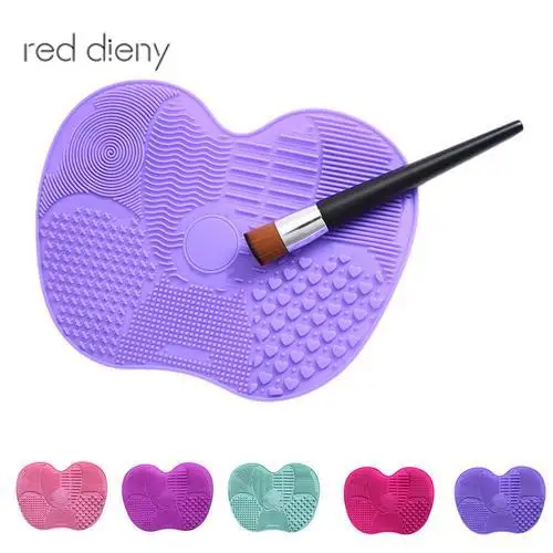 Cheap 1PC Silicone Makeup Brush Cleaner Cleaning Mat Hand Tool Large Pad Sucker Washing Scrubber Beauty Board