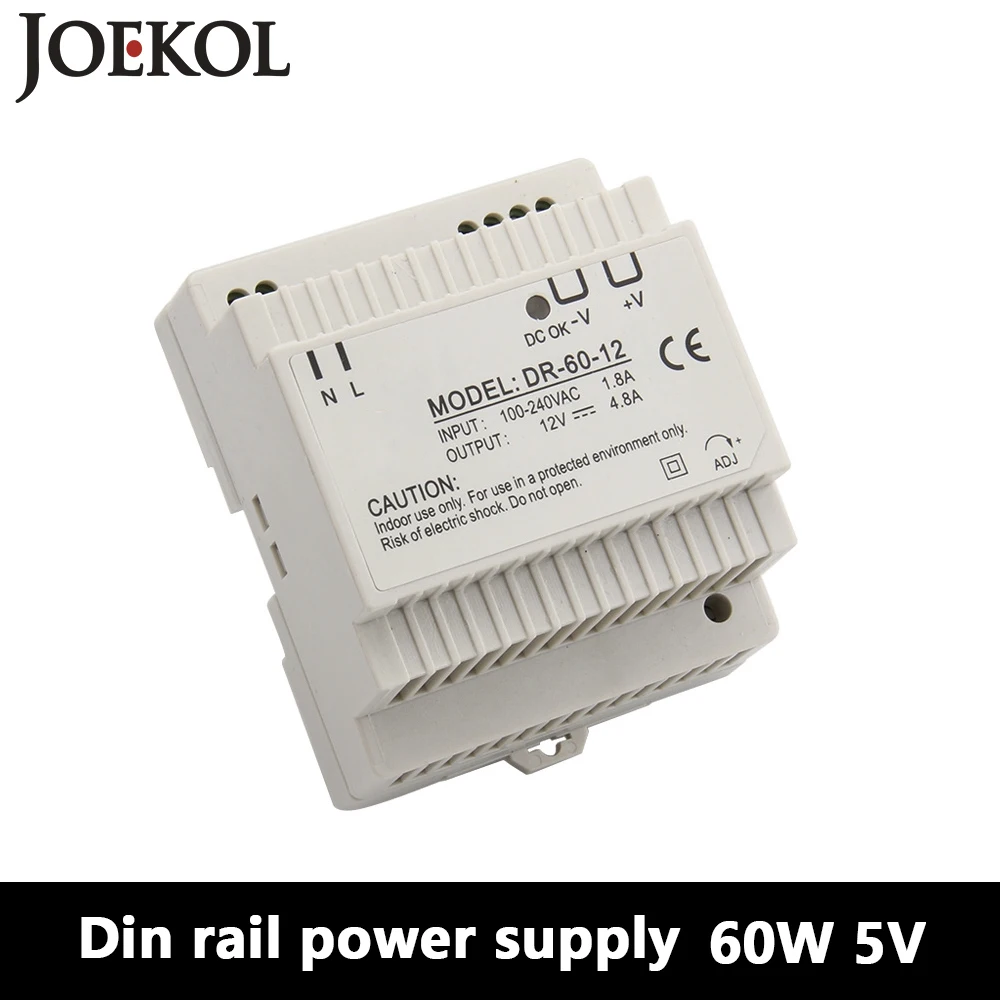 

DR-60 Din Rail Power Supply 60W 5V 6.5A,Switching Power Supply AC 110v/220v Transformer To DC 5v,watt power supply