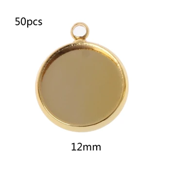

50Pcs Round Pendant Trays Blank Bezel Cabochons Dome Base Setting Jewelry Making DIY Accesspries W77