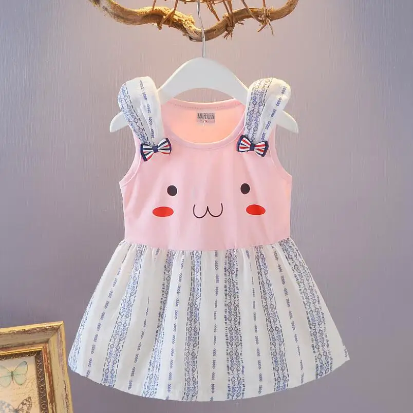 

Cartoon Cat Girl Dress Party Summer Floral Baby Girls Dresses Vestidos Children Clothes Birthday Clothing12M-3 Years