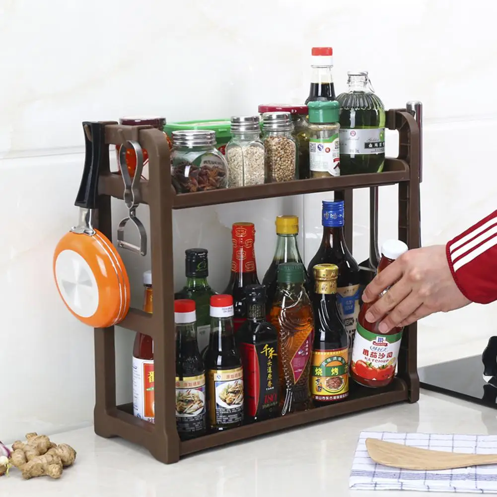  Multifunction Double Layer Plastic Storage Rack Shelf Holder Freestanding Durable Kitchen Home Orga